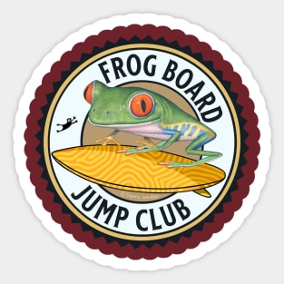 Funny Cute Red Eyed Tree Frog on Skateboard Sticker